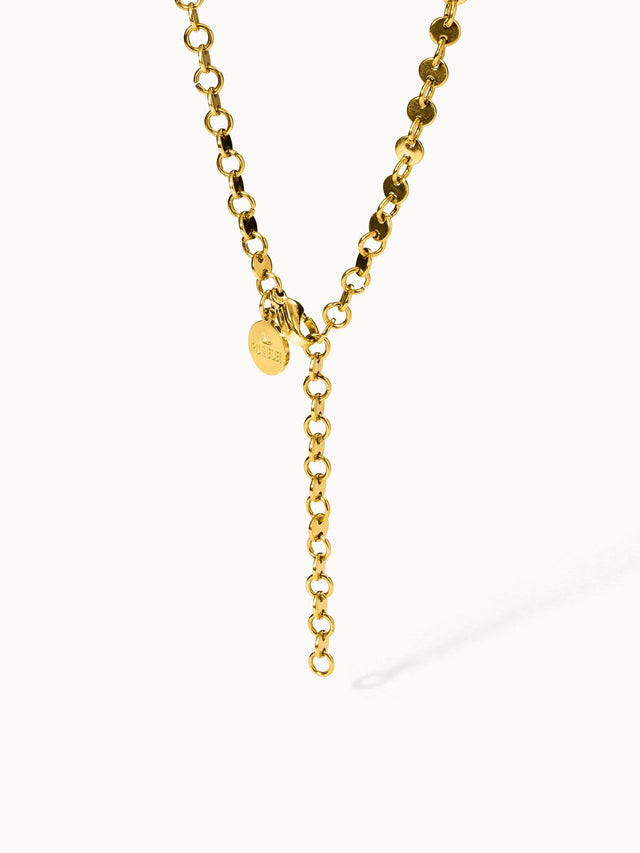 PURELEI Pure Kette in vergoldetem Edelstahl mit verstellbarer Länge und zeitlosem, elegantem Y-Design.