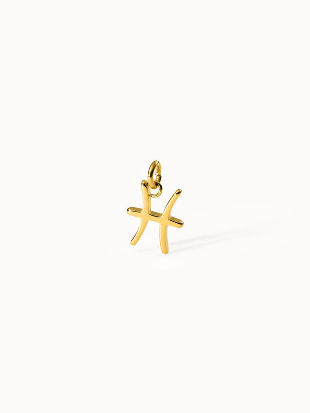 Fische Zodiac Charm in 18K Gold Edelstahl von PURELEI, minimalistisch, elegant vor hellem Hintergrund.
