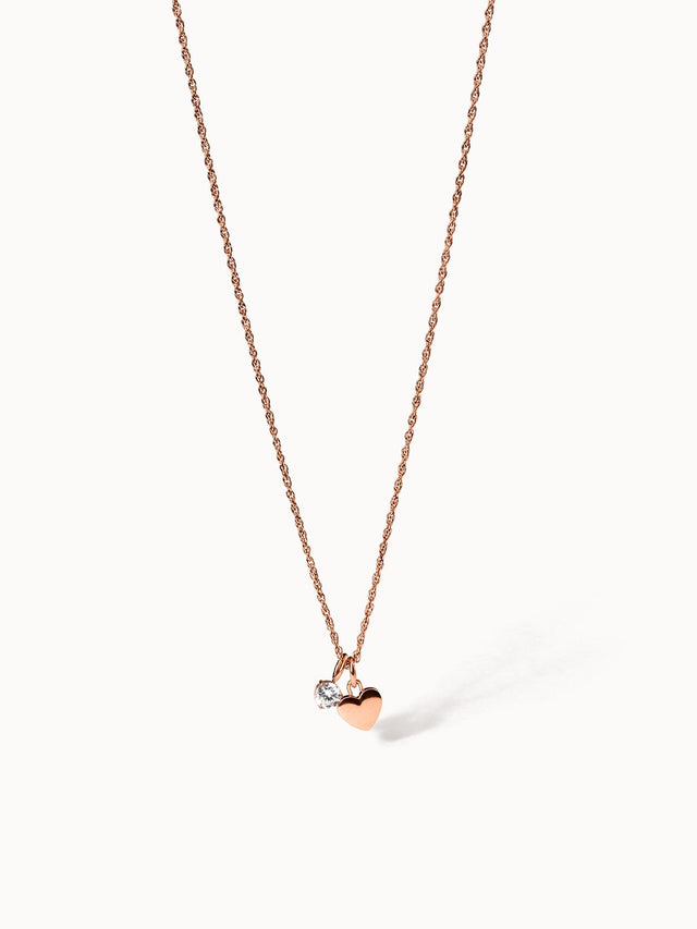 PURELEI Brave Kette in 18K Roségold mit Herz- und Zirkonia-Anhänger, elegant und feminin, nickelfrei.