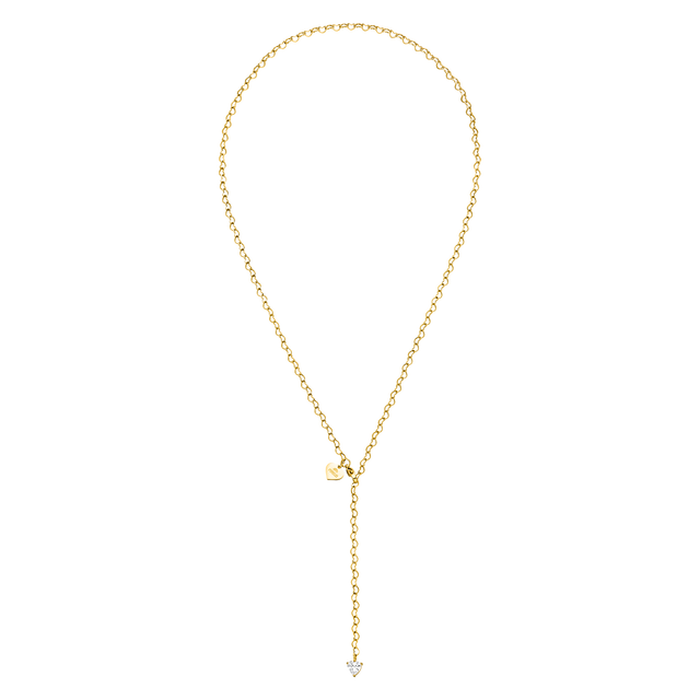 Goldene Kette mit Herzanhänger und funkelndem Detail von PURELEI, elegant und feminin.
