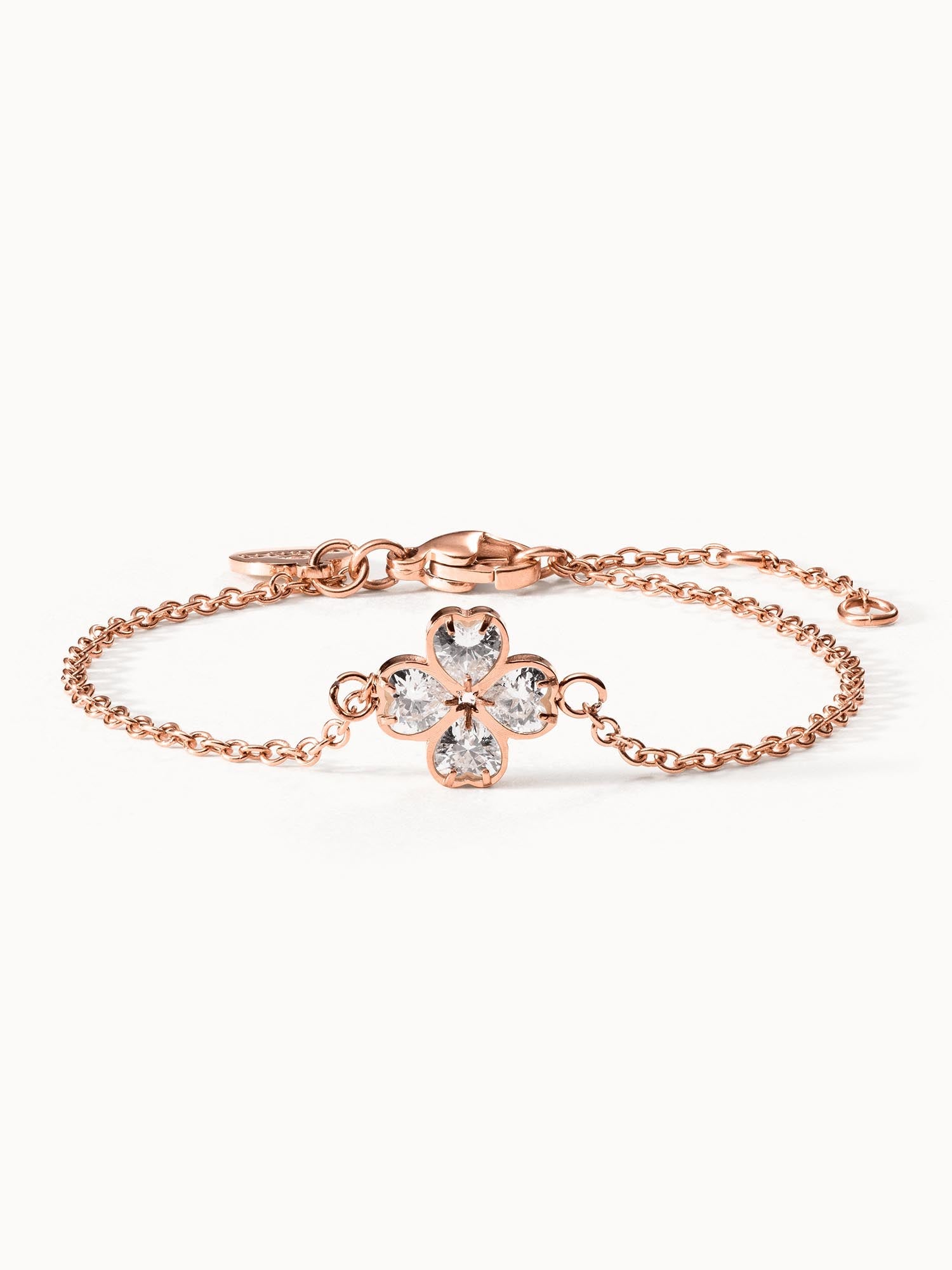 Roségoldenes Armband mit blütenförmigem Kristall-Design von PURELEI, elegant und feminin.