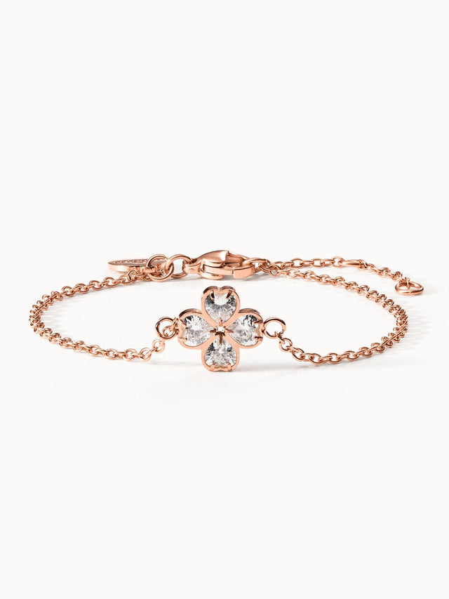 Roségoldenes Armband mit blütenförmigem Kristall-Design von PURELEI, elegant und feminin.