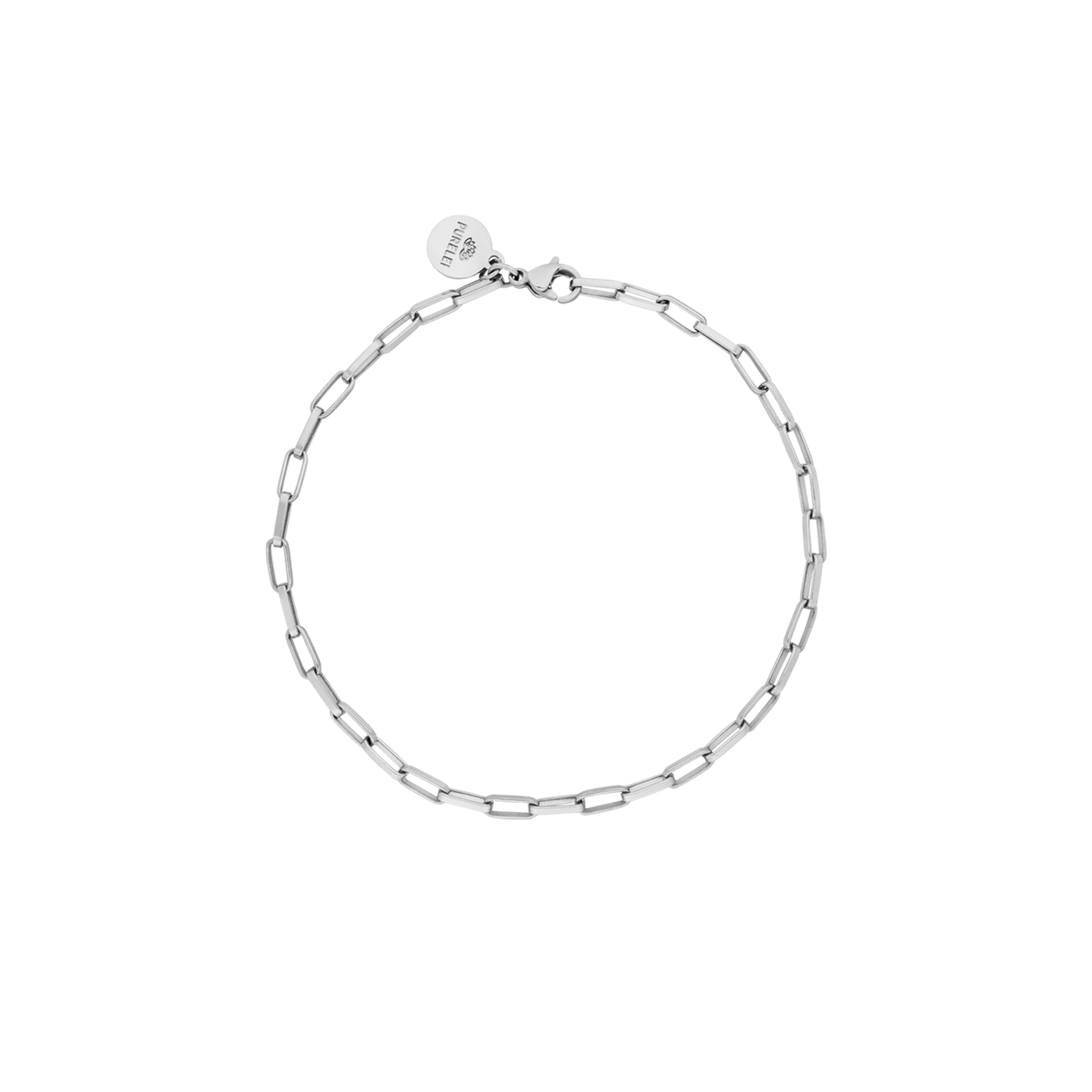 Waina Armband aus nickelfreiem, silbernem Edelstahl mit zarter Gliederkette, PURLEI-Design, elegant und zeitlos.