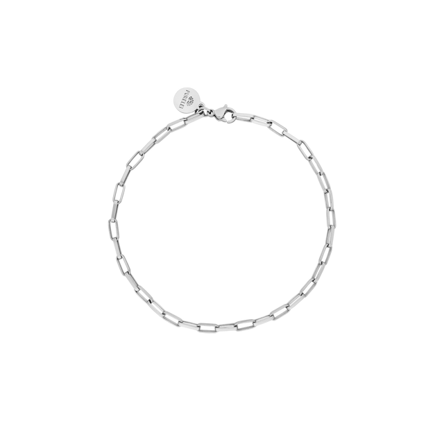 Waina Armband aus nickelfreiem, silbernem Edelstahl mit zarter Gliederkette, PURLEI-Design, elegant und zeitlos.