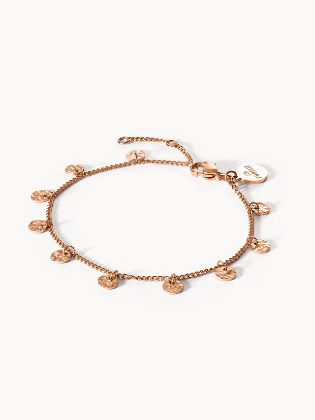 Malihini Coin Armband in Roségold mit kleinen Münzen, feines Design, elegant und feminin, PURELEI Schmuck.