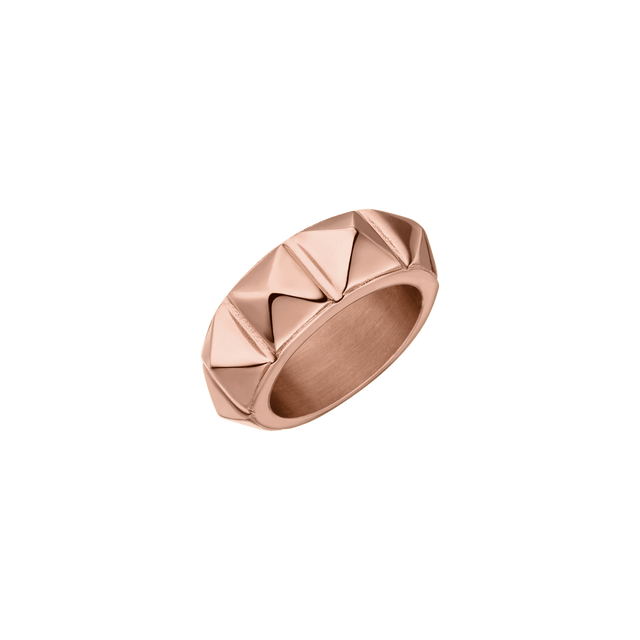 Roségoldener Be You Ring mit markanten Nieten, elegant gefertigt aus 18K rosévergoldetem Edelstahl von PURELEI.