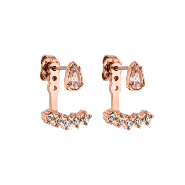 Adore Ohrringe von PURELEI in roségold mit rosa und weißen Zirkonia, elegant und nickelfrei.