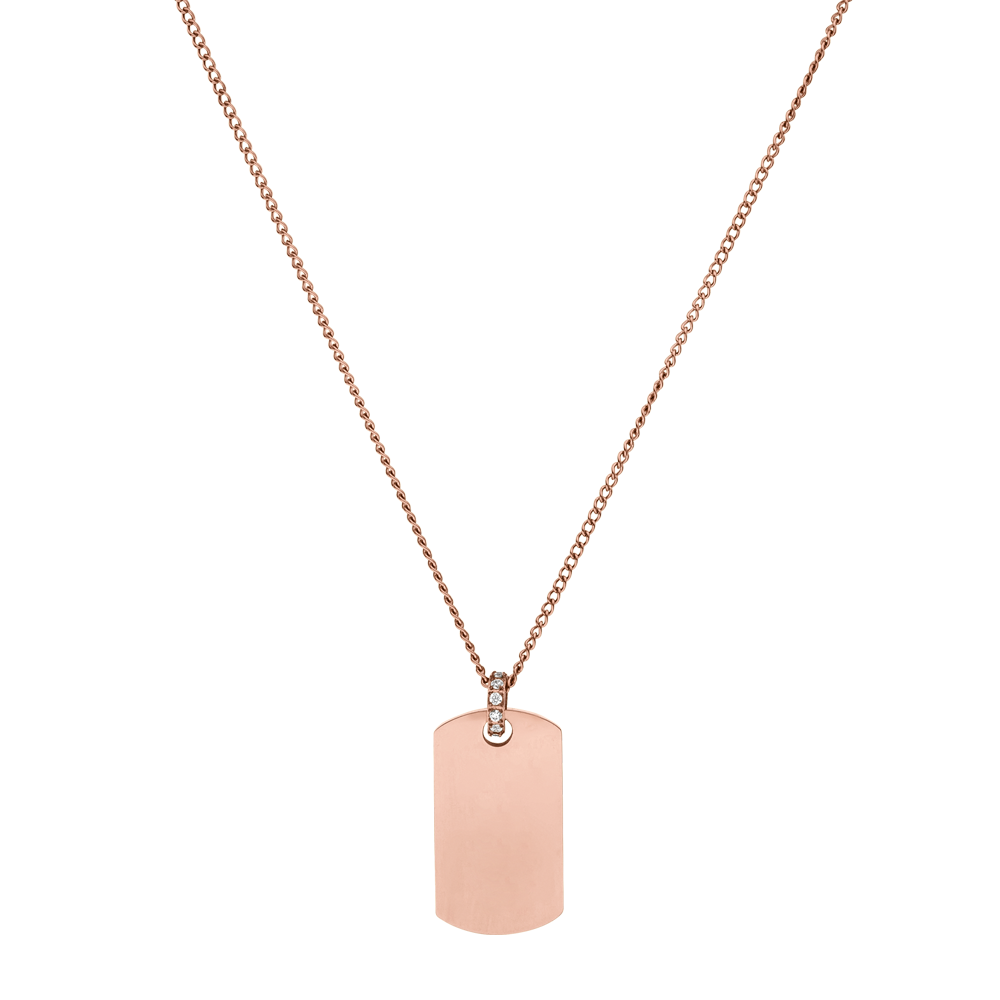 PURELEI Plate Charm Kette in Roségold mit Zirkonia, nickelfrei, elegant und feminin für jeden Tag.