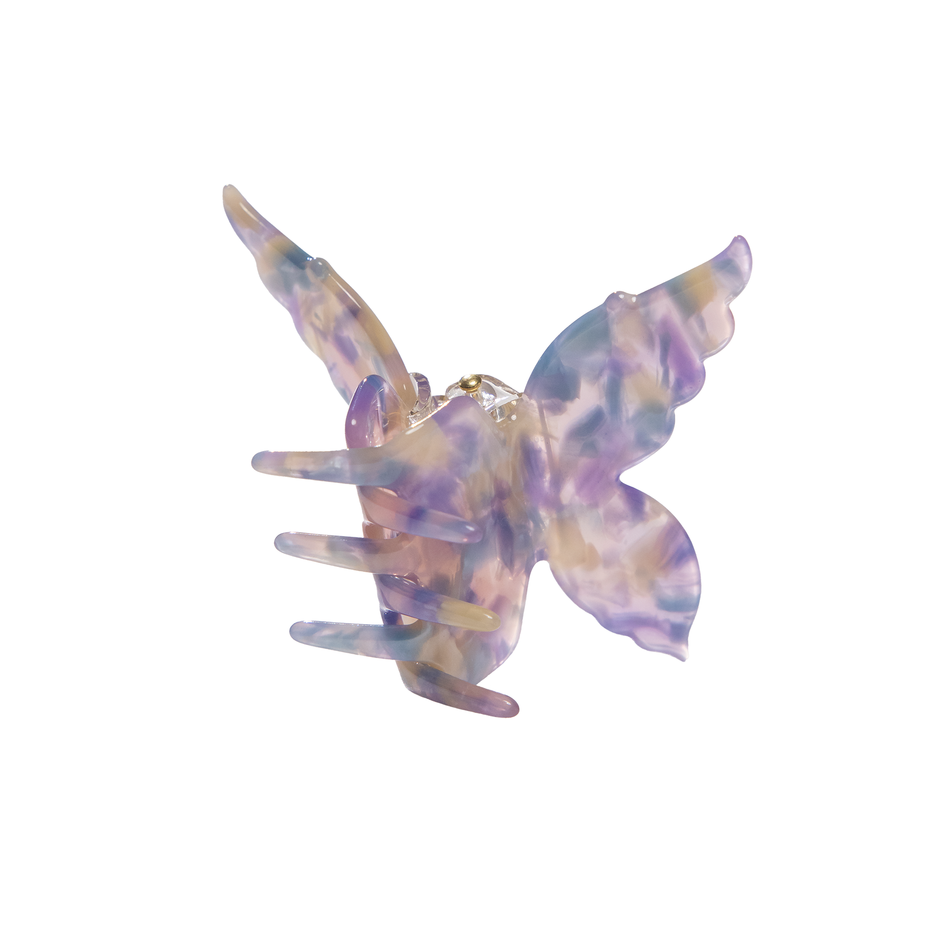 Lila Haarklammer in Schmetterlingsform von PURELEI, elegant und verspielt.