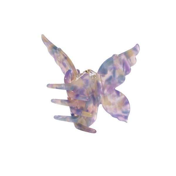 Lila Haarklammer in Schmetterlingsform von PURELEI, elegant und verspielt.