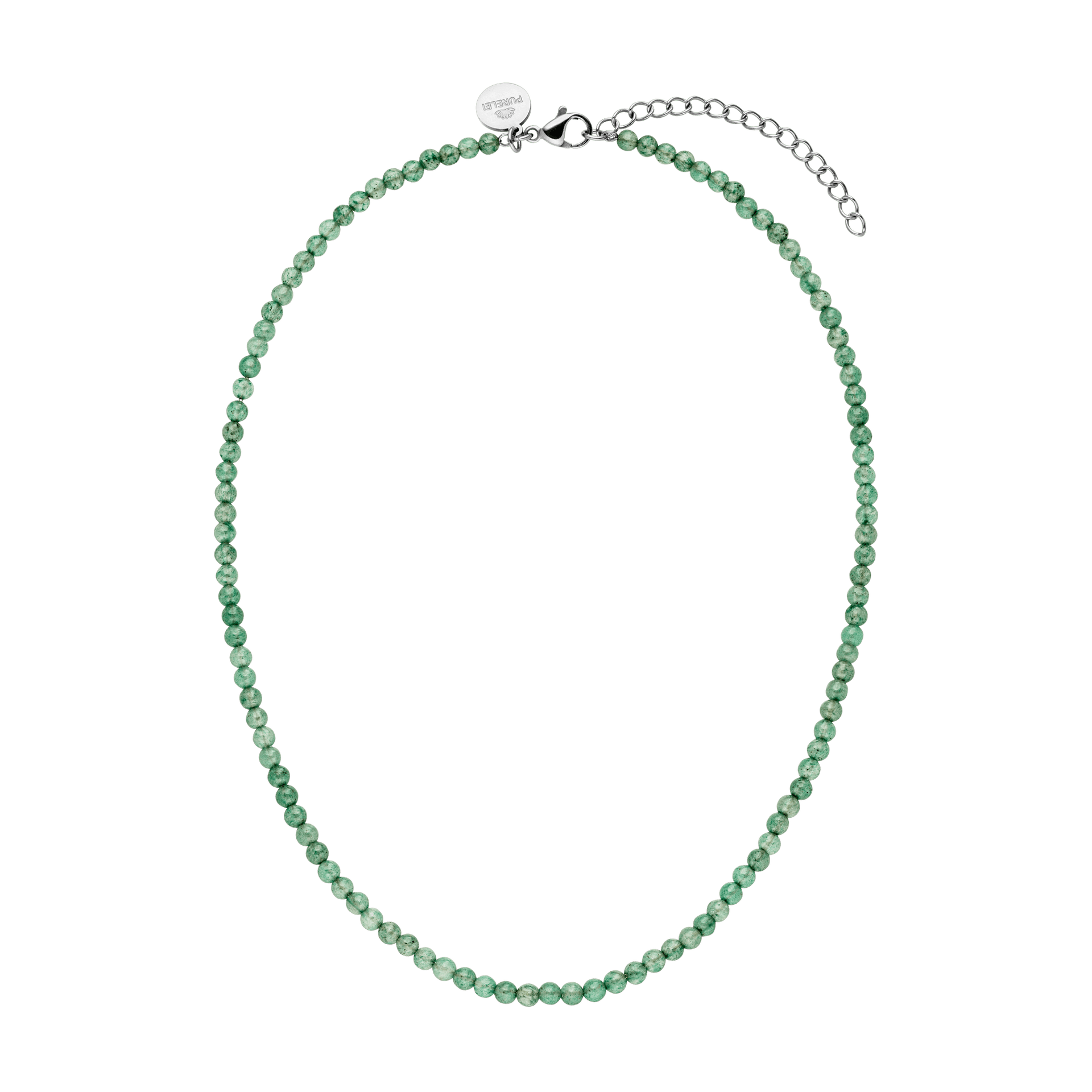 Aventurine Kette mit grünen Perlen aus Edelstahl Silber, elegant und leicht – PURELEI femininer Island-Spirit.