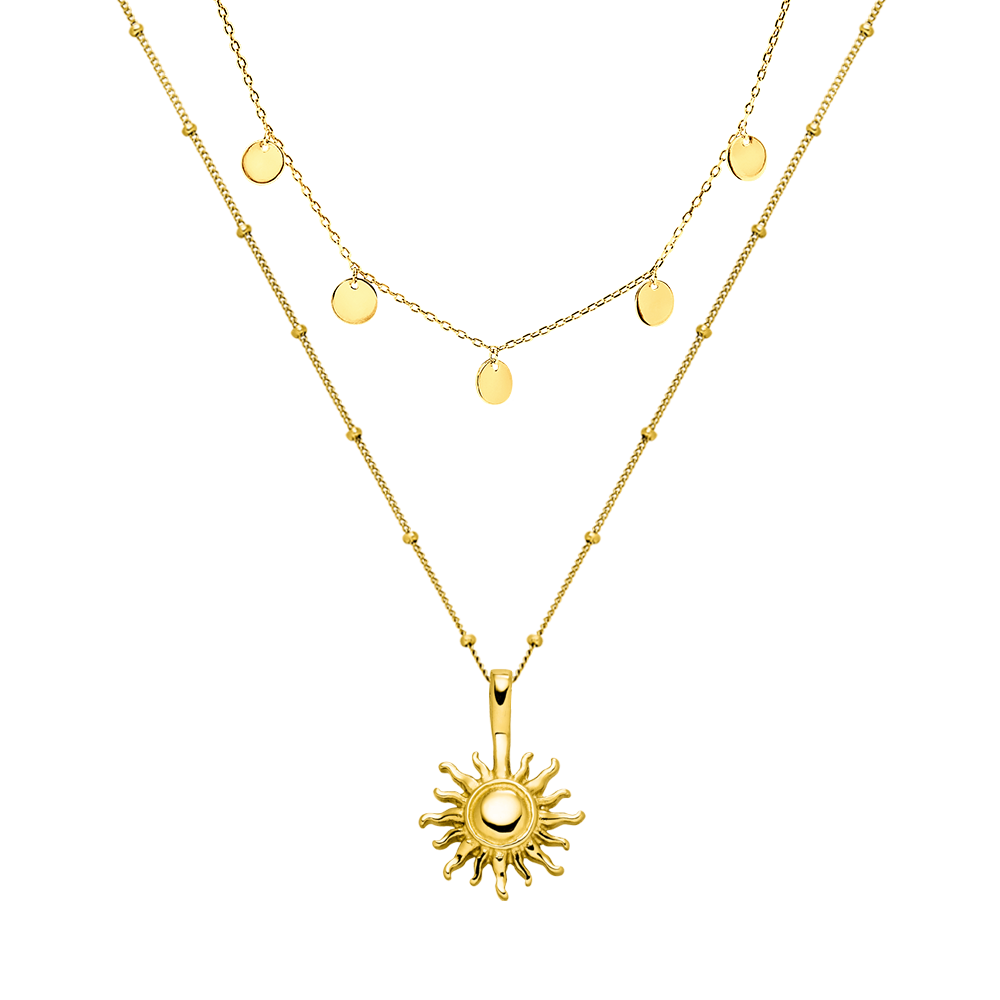 Kailua Ketten-Set von PURELEI, goldene Wasserfest Ketten mit Sonnen- und Münz-Design, elegant und sommerlich.