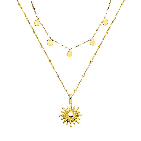 Kailua Ketten-Set von PURELEI, goldene Wasserfest Ketten mit Sonnen- und Münz-Design, elegant und sommerlich.