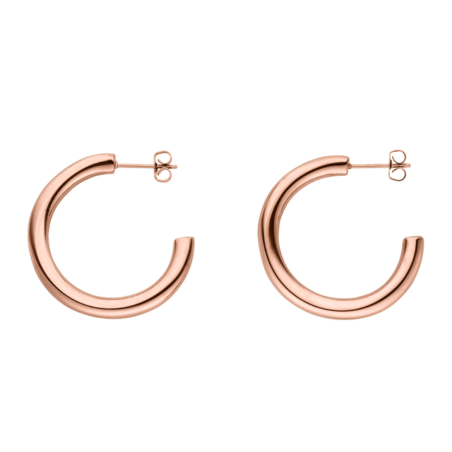 PURELEI Kumu O Creolen in 18K roségold vergoldetem Edelstahl, klare Form, zeitlos elegant und nickelfrei.