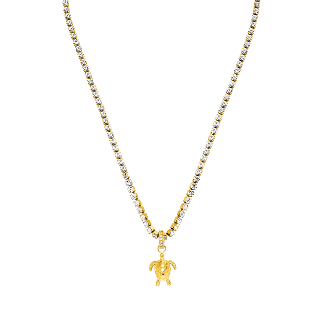 Goldene Kette mit Schildkröten-Anhänger und funkelnden Details von PURELEI.