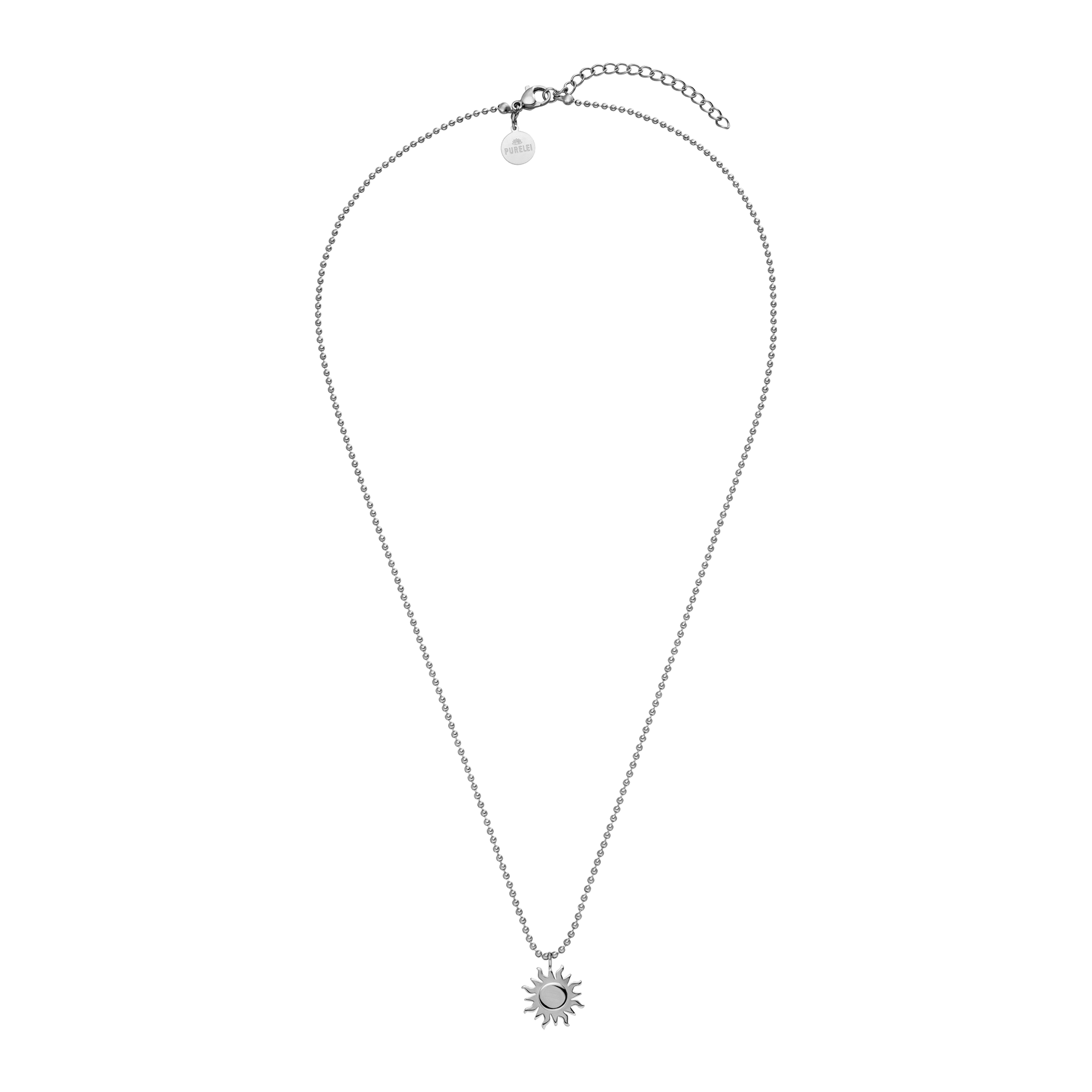 Silberne Kette mit Sonnenanhänger, elegant und modern, von PURELEI.