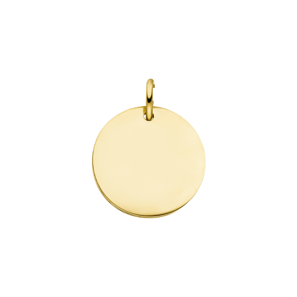 Plate Charm aus 18K vergoldetem Edelstahl, schlichtes rundes Design, edel und zeitlos, PURELEI Signature.