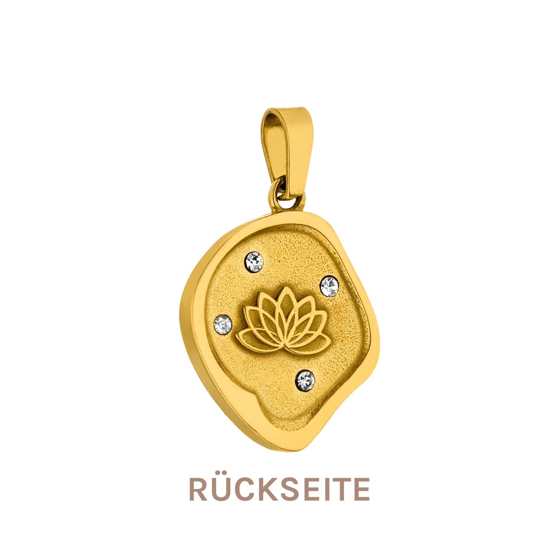 Goldener Lotus-Anhänger mit Zirkonia, PURELEI, elegant und inspirierend.