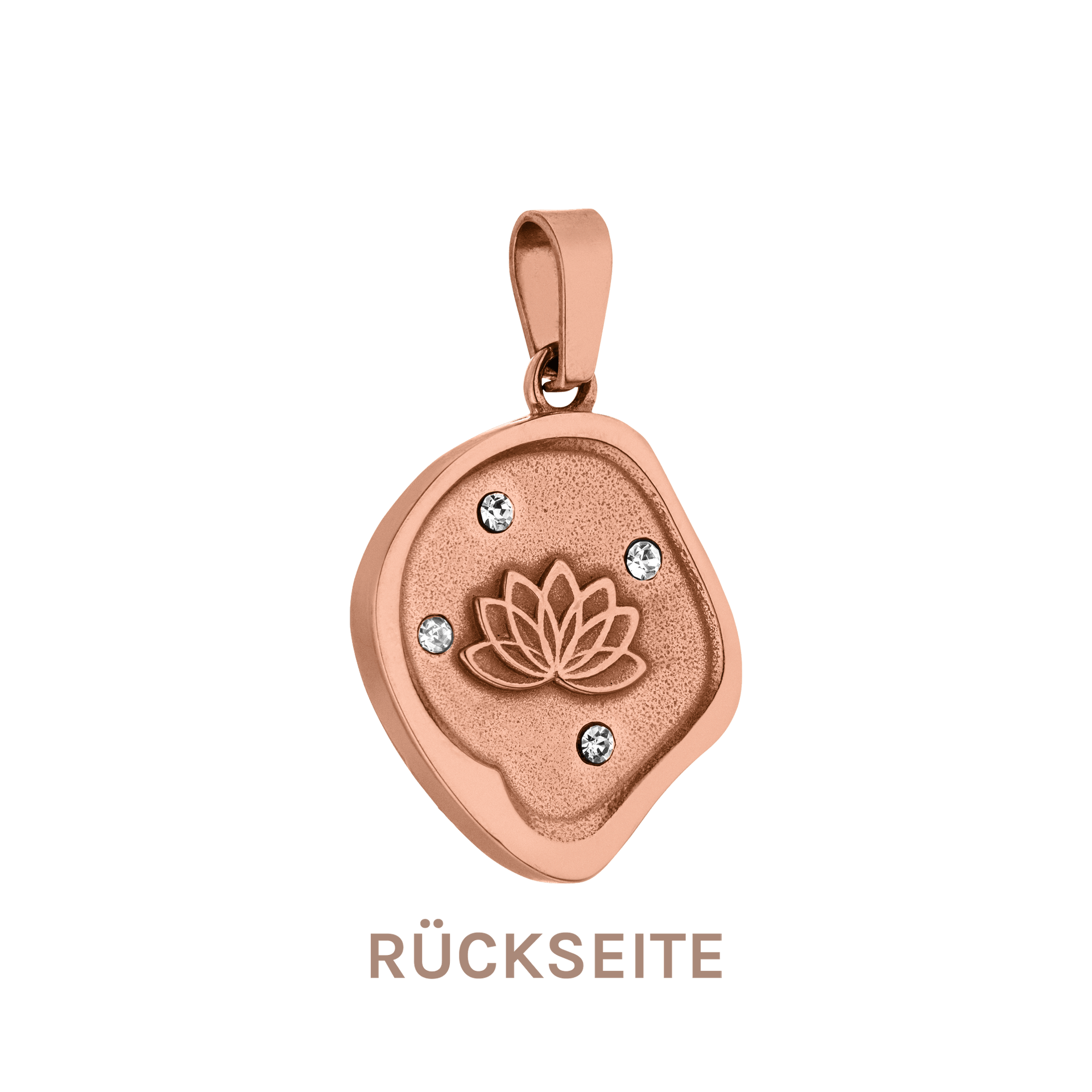 Roségoldener Lotus-Anhänger mit Zirkonia, PURELEI, elegant und feminin.