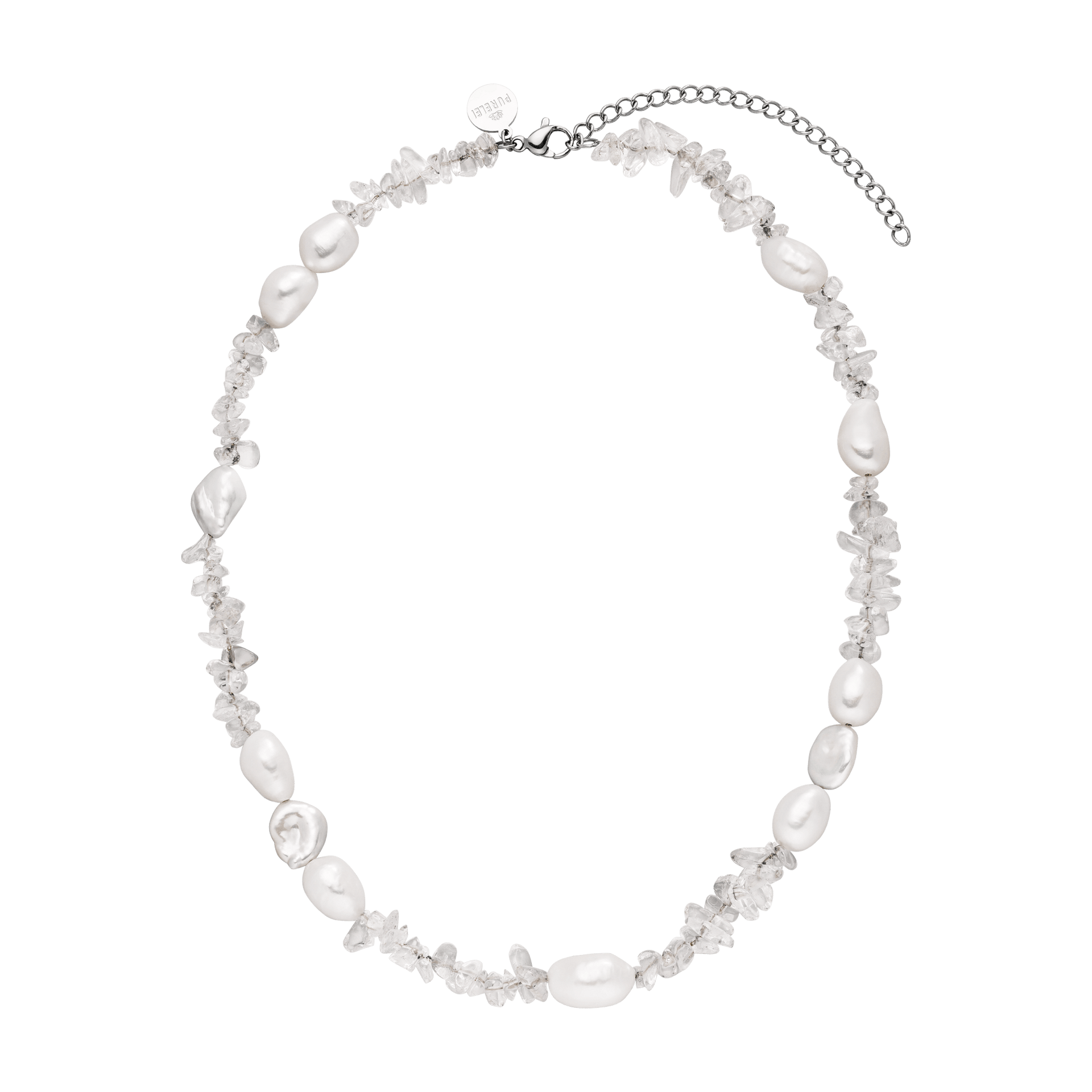 Edelstein- und Perlenkette in Weiß, elegant und natürlich, von PURELEI.