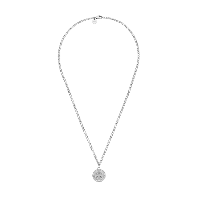 Silberne Kette mit Kompass-Anhänger von PURELEI, elegant und zeitlos.
