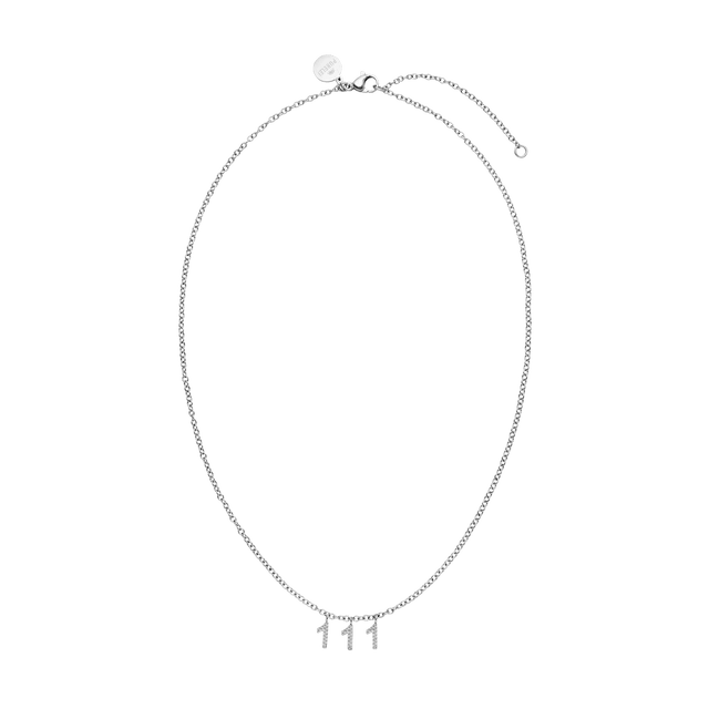 111 Kette aus silbernem Edelstahl mit Zirkonia-Anhängern im Ankerketten-Stil, elegant und nickelfrei Vicky