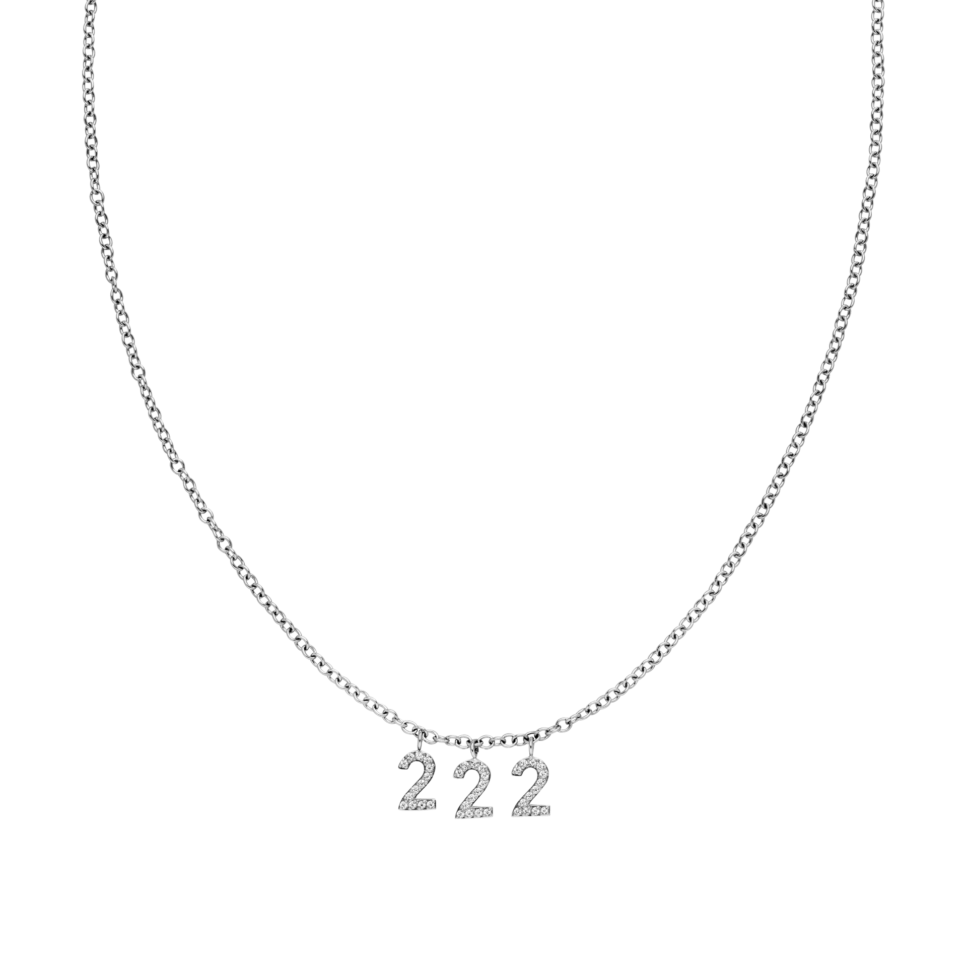 222 Kette in Silber mit Zirkonia besetzten Anhängern, feine Ankerkette, elegant und nickelfrei.