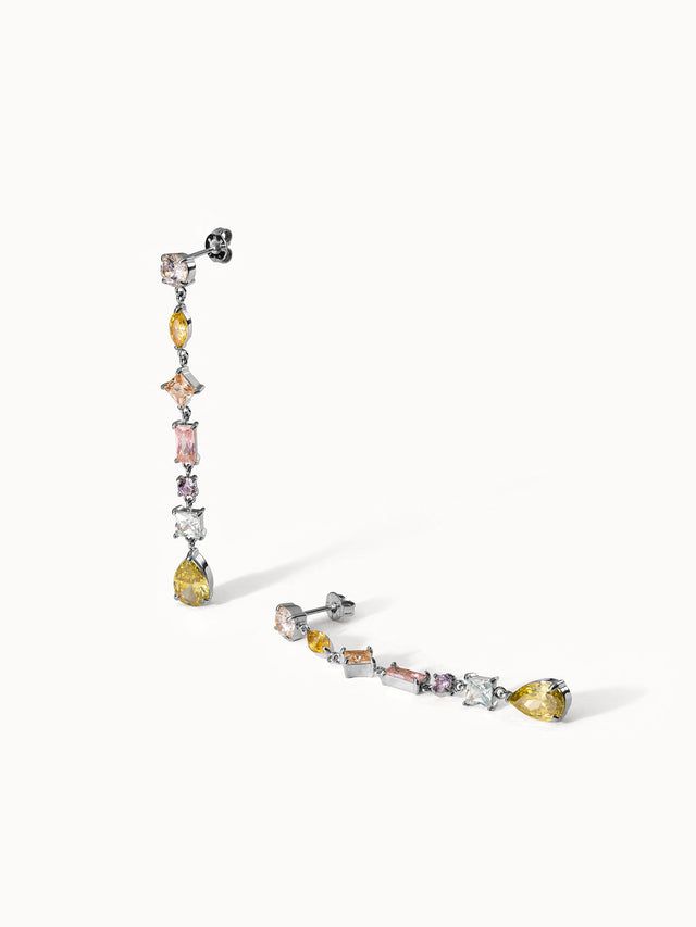 Funkelnde, mehrfarbige Ohrringe aus Silber mit verschiedenen Edelsteinen von PURELEI.