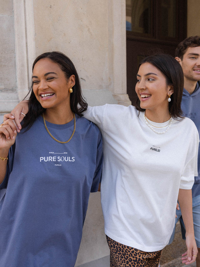 PURELEI T-shirt Pure Souls Dark Blue aus Baumwolle mit oversized Passform und hochwertigem Print, inspirierend und lässig.