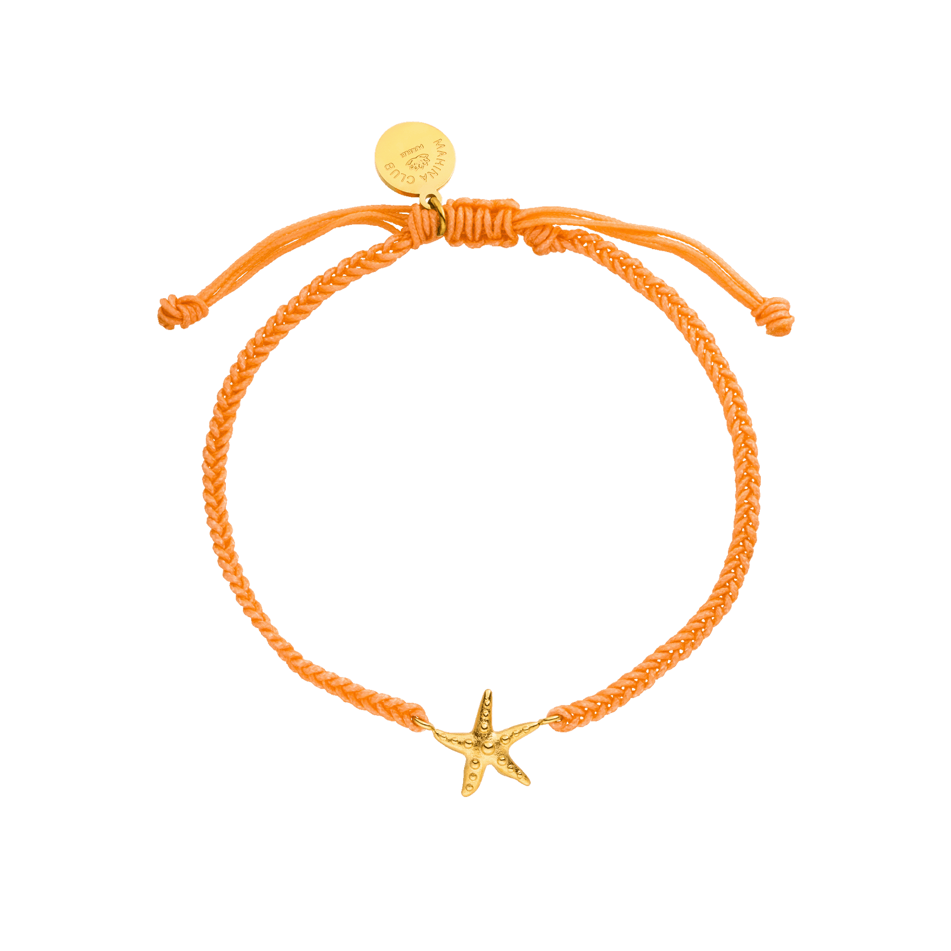 Oranges Armband mit goldenem Seestern-Anhänger von PURELEI, inspiriert von maritimer Eleganz.