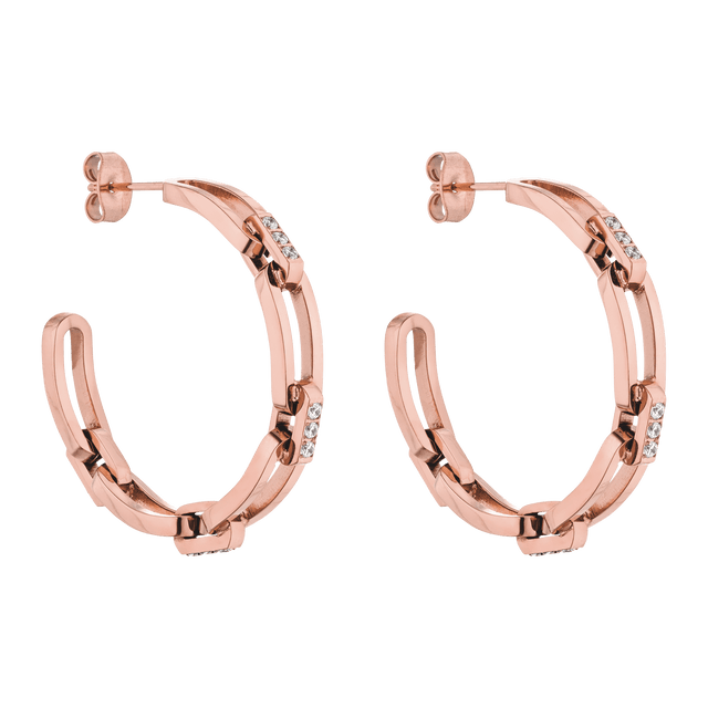 PURELEI Always Ohrringe in Roségold mit Zirkonia, Ketten-Glieder-Design, elegant und feminin, nickelfrei.