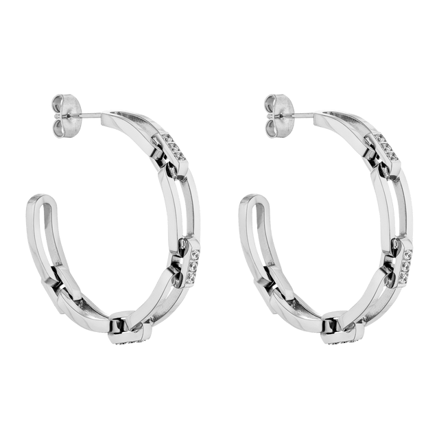 Silberne PURELEI Always Ohrringe mit Ketten-Glieder-Design, Zirkonia-Steinen, elegant und nickelfrei.