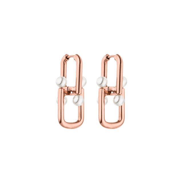 Roségoldene Ohrringe mit Perlen von PURELEI, modern und elegant.