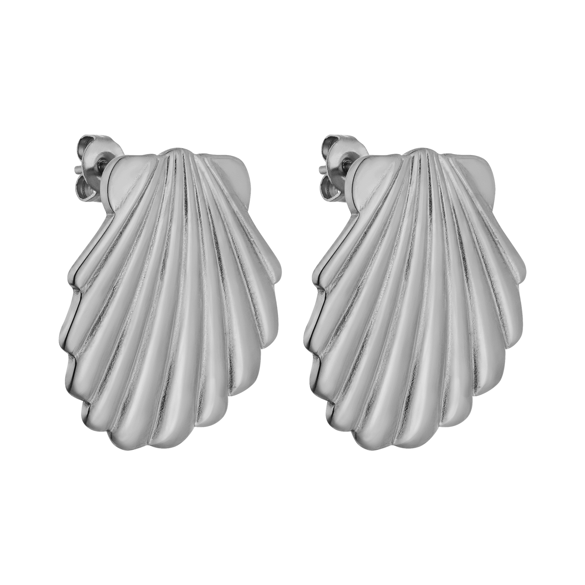 Silberne Muschel-Ohrringe von PURELEI mit eleganter Wellenstruktur