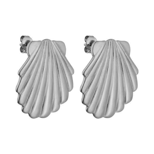 Silberne Muschel-Ohrringe von PURELEI mit eleganter Wellenstruktur