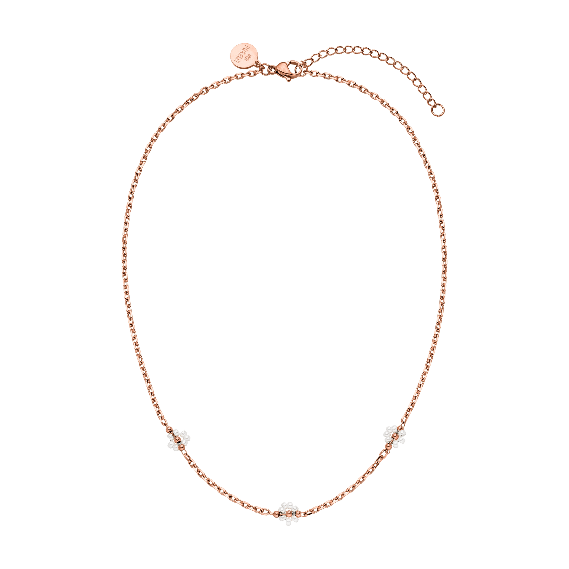 Roségoldene Kette mit zarten Perlen-Details von PURELEI, elegant und feminin.