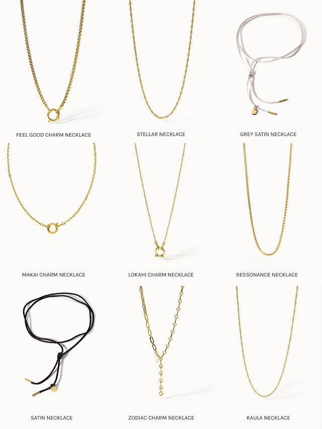 PURELEI Pisces Letter Charm aus 18K Gold, feine Kette mit femininer Leichtigkeit und klarem Design.