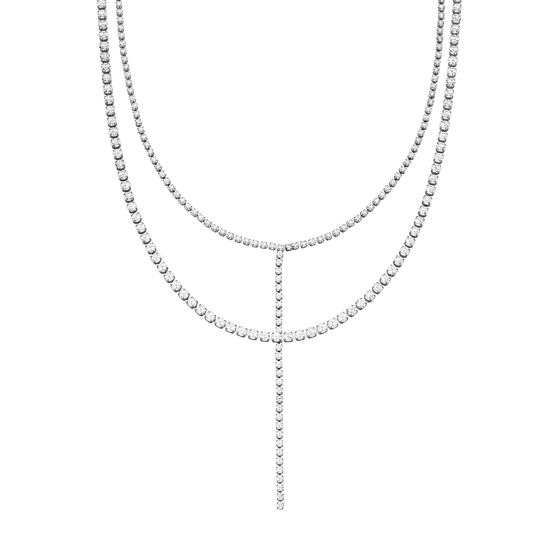 Elegante, mehrreihige Kette aus silbernen Kristallen von PURELEI, strahlend und feminin.