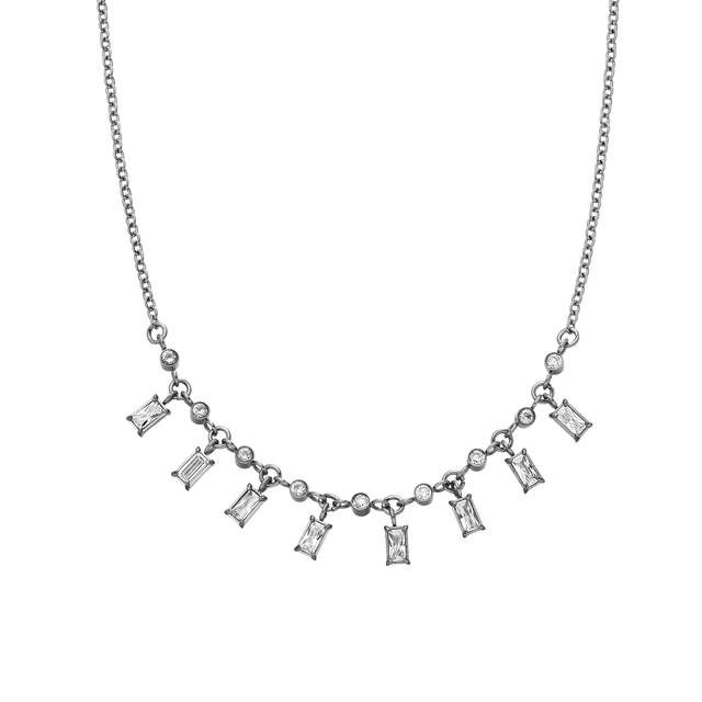 PURELEI Shine Bright Kette in Silber mit Zirkonia-Steinen, elegant und nickelfrei für strahlende Momente