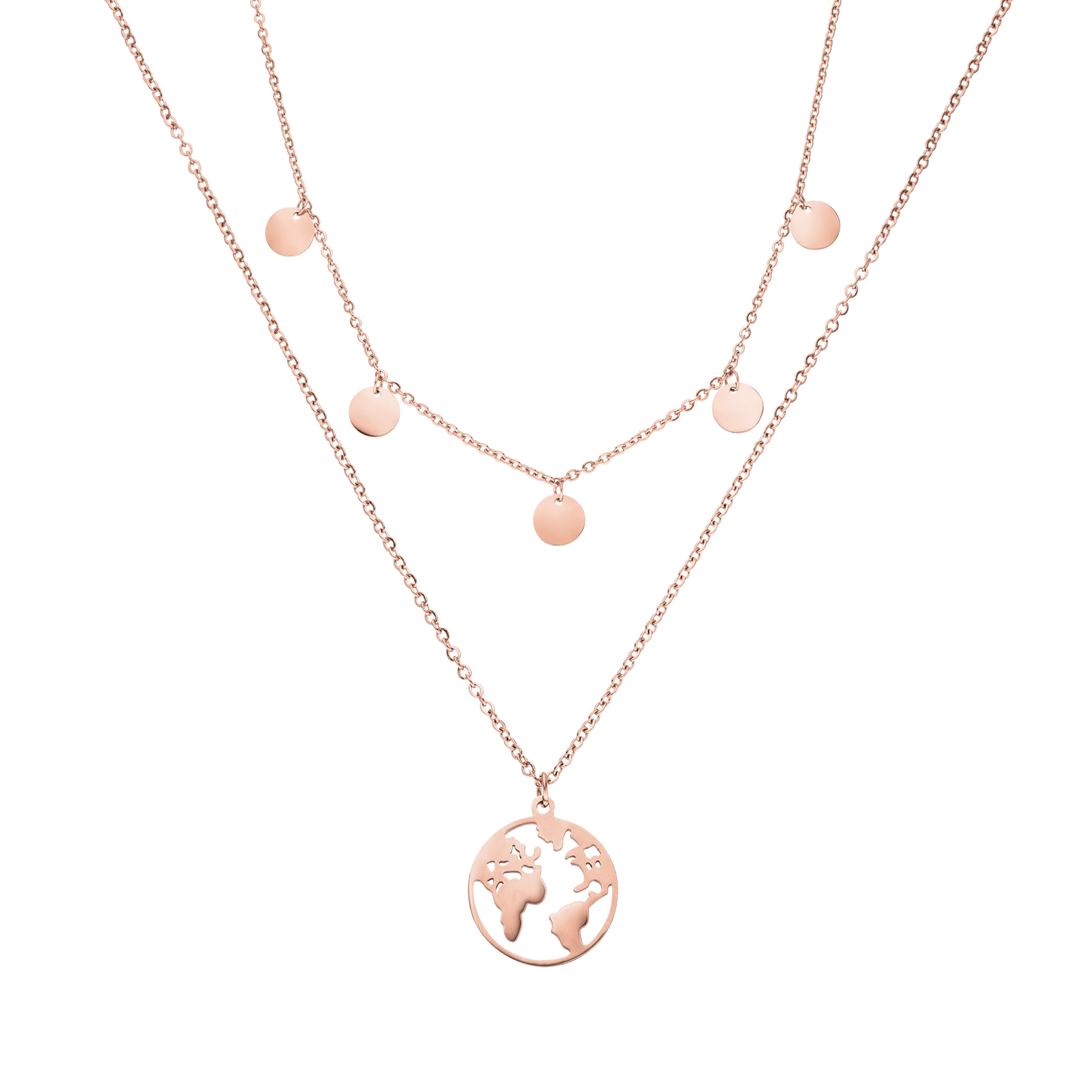 Roségoldene Kette mit Weltkugel-Anhänger und runden Details von PURELEI.